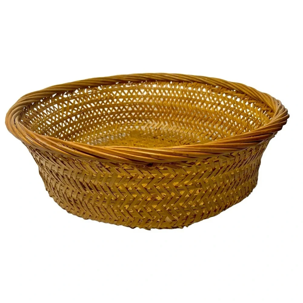 Large Wicker | Rattan | Round Brown Basket | Home Decor 13”